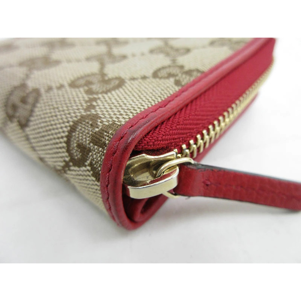 GUCCI Compact Wallet Red GG Canvas - Picture 6 of 9